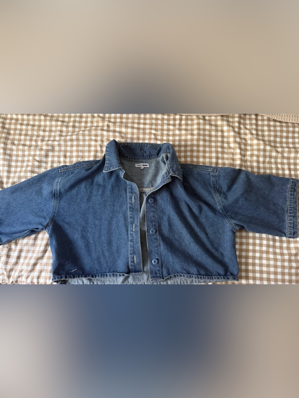 Dark Blue Cropped Denim Jacket